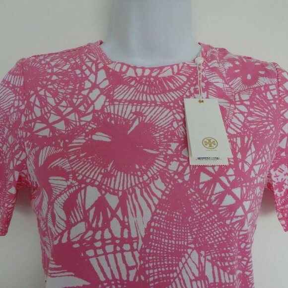 NWT TORY BURCH Pima Cotton Waterlily Pink Dreamcatcher Printed T Shirt Top XXS - Picture 3 of 6